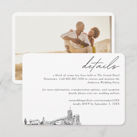 Akron Wedding Hotel Zimmerblockdetails Begleitkarte (Vorne/Hinten)