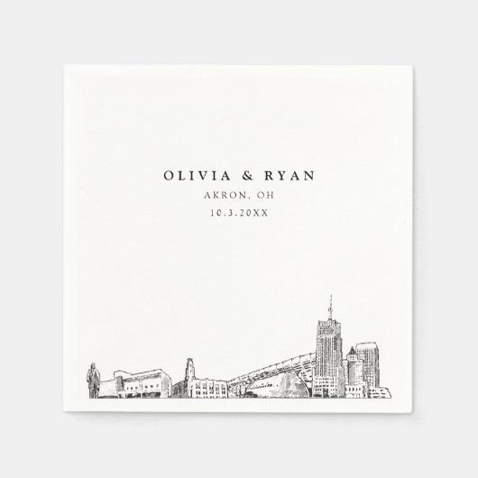 Akron Wedding Minimalistisch Paper Serviette (Vorderseite)