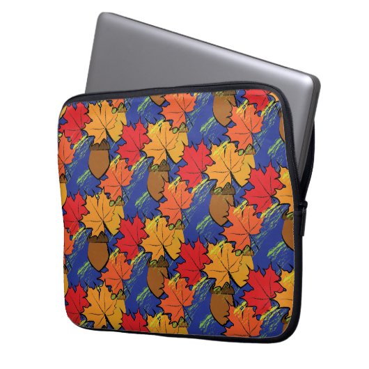 Akronen und Blätter I Laptopschutzhülle (Vorderseite Links)