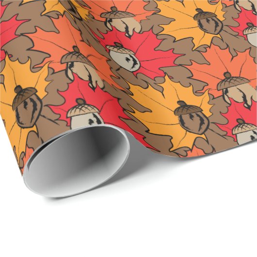 Akronen und Blätter V Geschenkpapier (Rolleneckpunkt)