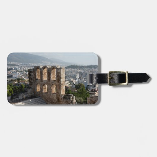 Akropolis Antike Ruinen mit Blick auf Athen Gepäckanhänger (Vorderseite horizontal)