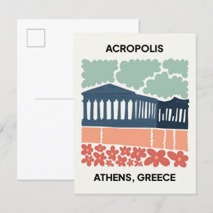 Akropolis Athen Griechenland abstrakt Reise floral Postkarte