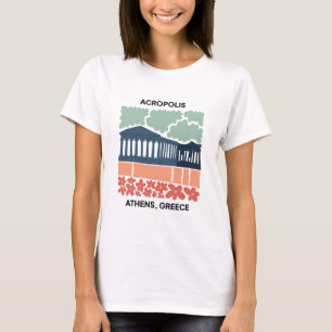 Akropolis Athen Griechenland abstrakt Reise floral T-Shirt