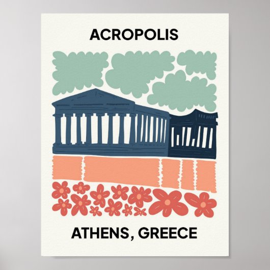 Akropolis Athen Griechenland abstrakte Reisemöglic Poster (Vorne)