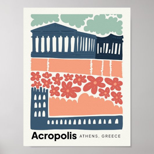 Akropolis Athen Griechenland abstrakte Reisemöglic Poster (Vorne)