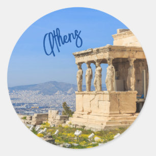 Akropolis, Athen, Griechenland Postkarte Runder Aufkleber