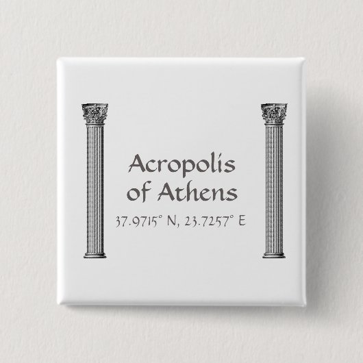 Akropolis Athens Breitengrad Button (Vorderseite)
