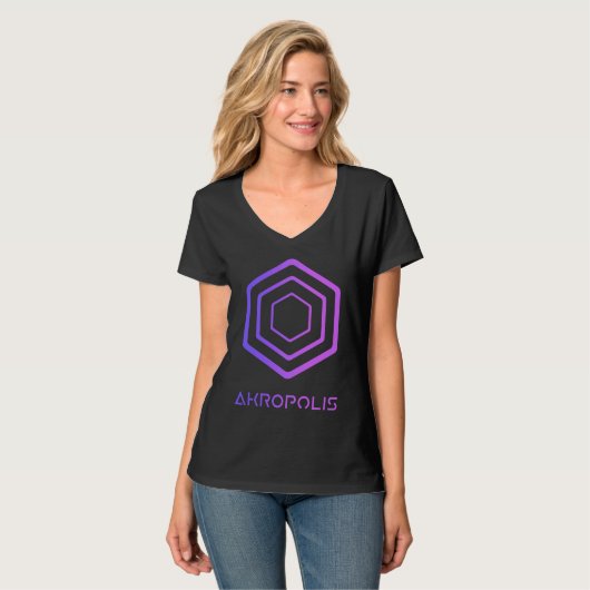 AKROPOLIS Crypto Decentralized Blockchain AKRO DeF T-Shirt (Vorderseite Vollansicht)