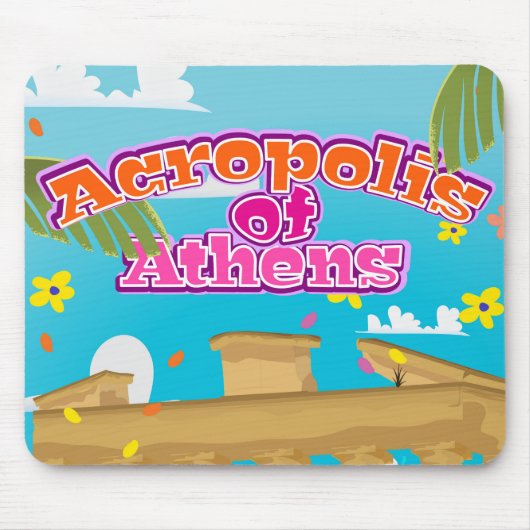 Akropolis von Athen Griechenland Reiseplakat. Mousepad (Vorne)