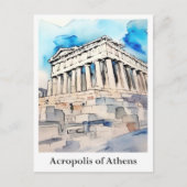Akropolis von Athen Griechenland Wasserfarbenreise Postkarte (Vorderseite)