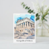 Akropolis von Athen Griechenland Wasserfarbenreise Postkarte (Stehend Vorderseite)