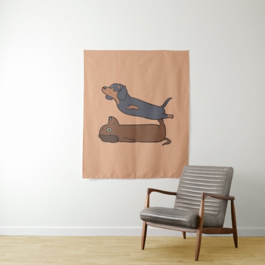 Akroyoga-Dackel | Dackel Lover Gift Wandteppich (Beispiel)