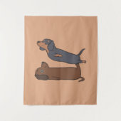 Akroyoga-Dackel | Dackel Lover Gift Wandteppich (Vorderseite)