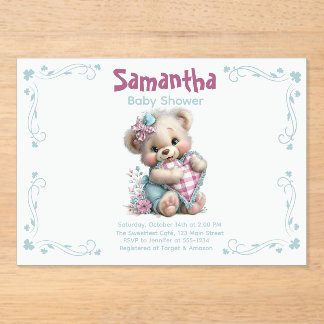 Akryl-Einladung Teddybär Baby Shower Acryleinladungen