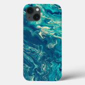 Akrylabstraktion aus blauem und weißem Marmor Case-Mate iPhone Hülle (Rückseite)