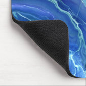 Akrylabstraktion aus blauem und weißem Marmor Mousepad (Ecke)