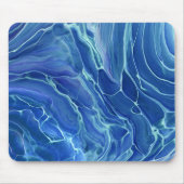Akrylabstraktion aus blauem und weißem Marmor Mousepad (Vorne)