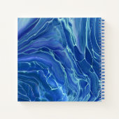 Akrylabstraktion aus blauem und weißem Marmor Notizblock (Rückseite)