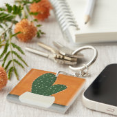 Akrylaktische Akrylkaktuskaktus, orange und grau Schlüsselanhänger (Vorderseite rechts)