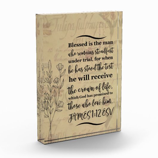 Akrylbiblische Verse Block - James 1:12 ESV (Links)