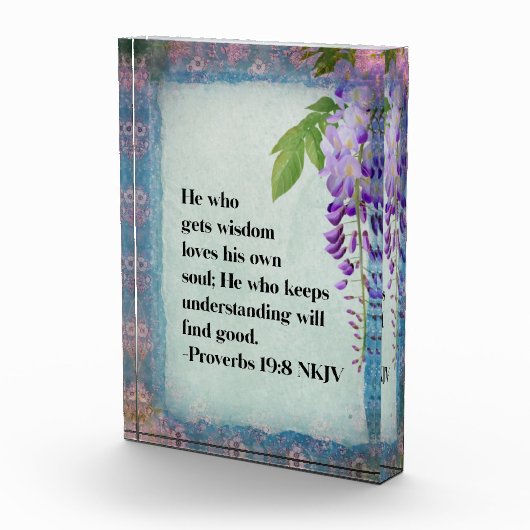 Akrylbiblischer Versenblock - Sprichwörter 19:8 Fotoblock (Rechts)