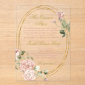 Akrylerische Einladung von Quinceanera auf Spanisc (Vorderseite)