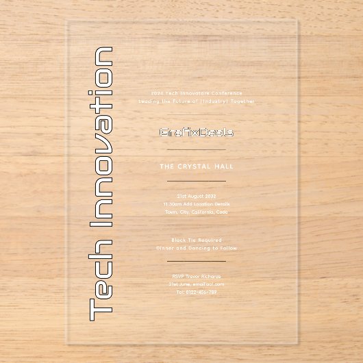 Akryles Clear Tech Innovation Unternehmensereignis Acryleinladungen (Vorderseite)