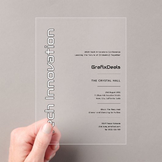 Akryles Clear Tech Innovation Unternehmensereignis Acryleinladungen (Insitu (Handheld))