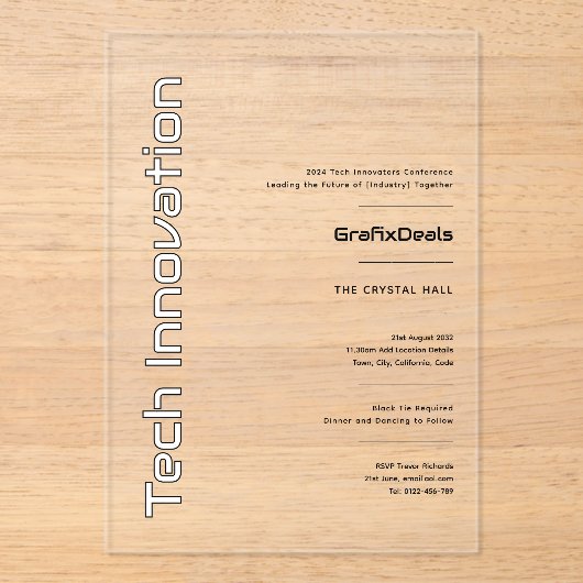 Akryles Clear Tech Innovation Unternehmensereignis Acryleinladungen (Vorderseite)