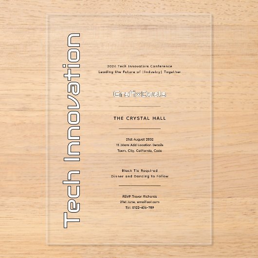 Akryles Clear Tech Innovation Unternehmensereignis Acryleinladungen (Vorderseite)