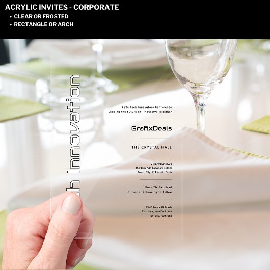 Akryles Clear Tech Innovation Unternehmensereignis Acryleinladungen