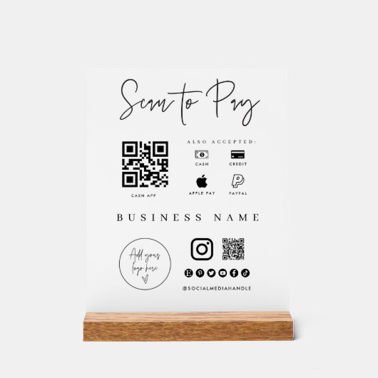 Akryles Handy Payment App Checkout Business-Zeiche Acrylschild (Vorderseite)