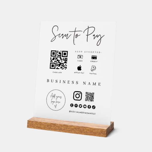 Akryles Handy Payment App Checkout Business-Zeiche Acrylschild (Winkel)