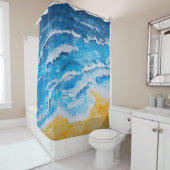 Akryles Meer- und Strandmalerei auf zeichnend Stan Duschvorhang (Beispiel)