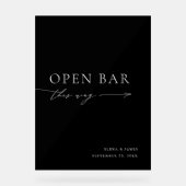 Akryles Schwarz-Weiß-Zeichen für offene Bar Acrylschild (Vorderseite)