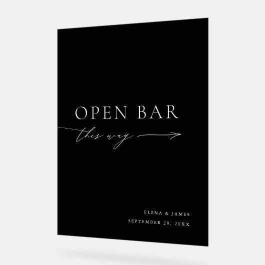 Akryles Schwarz-Weiß-Zeichen für offene Bar Acrylschild (Winkel)