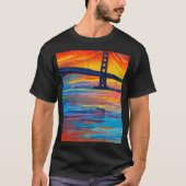 Akrylgemälde, San Francisco Bay Bridge, Sunset T-Shirt (Vorderseite)