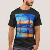 Akrylgemälde, San Francisco Bay Bridge, Sunset T-Shirt (Vorderseite)