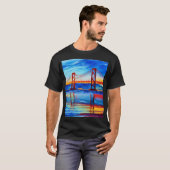 Akrylgemälde, San Francisco Bay Bridge, Sunset T-Shirt (Vorne ganz)