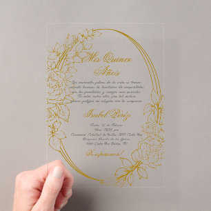 Akrylgoldrahmen Quinceanera Acryleinladungen