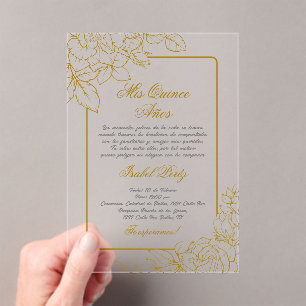 Akrylgoldrahmen Quinceanera Acryleinladungen