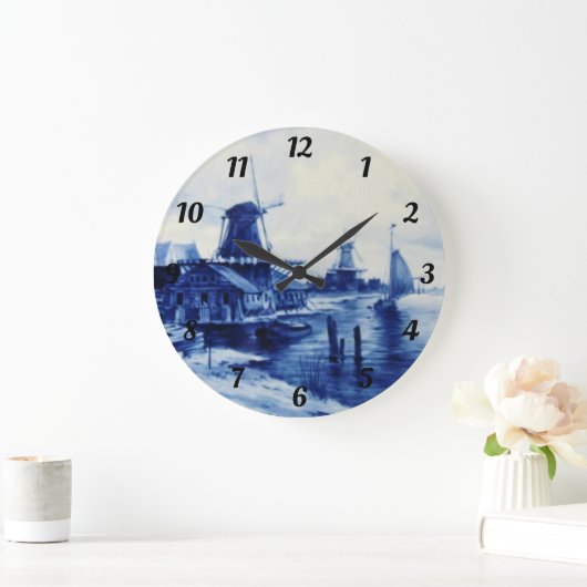 Akrylhalterung im Delft-Stil Große Wanduhr (Zuhause)