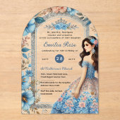 Akrylic Quinceañera Einladungen Navy Blue Dress (Vorderseite)