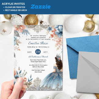 Akrylic Quinceañera Einladungen Navy Blue Dress