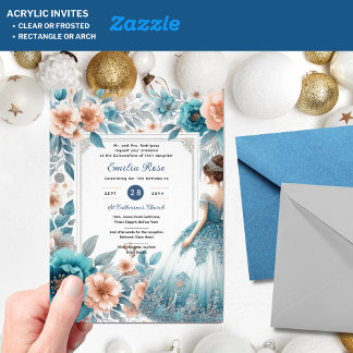 Akrylic Quinceañera Einladungen Navy Blue Dress