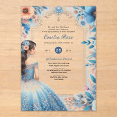 Akrylic Quinceañera Einladungen Navy Blue Dress (Vorderseite)