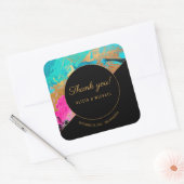 Akrylisches Gemälde Gold und schwarze Hochzeit dan Quadratischer Aufkleber (Umschlag)