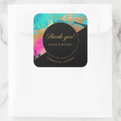 Akrylisches Gemälde Gold und schwarze Hochzeit dan Quadratischer Aufkleber (Tasche)