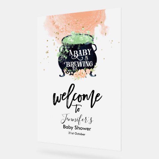 Akryllische Begrüßung | Peach Halloween Kinderdusc Acrylschild (Winkel)