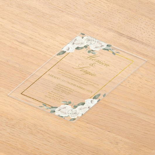 Akryllische, elegante Hochzeitseinladung auf Spani Acryleinladungen (Ablage )